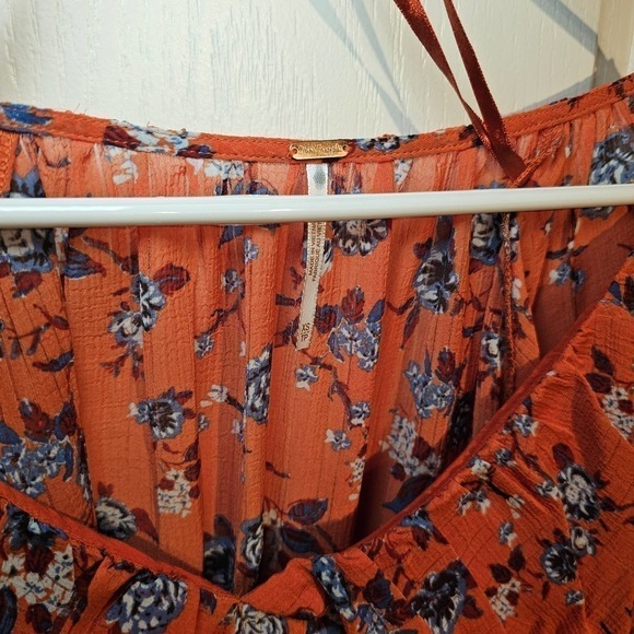 Free People Rose floral print blouse orange size xs - Picture 6 of 11